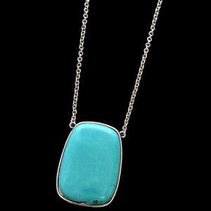 16" Semi Precious Stone Turquoise Large Pendant Necklace
